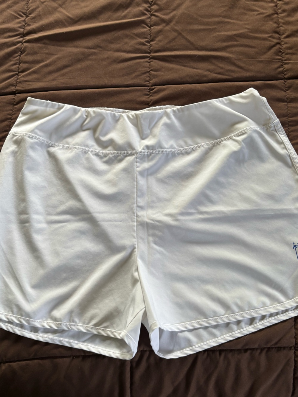 Guy Harvey White Athletic Shorts with Blue Logo